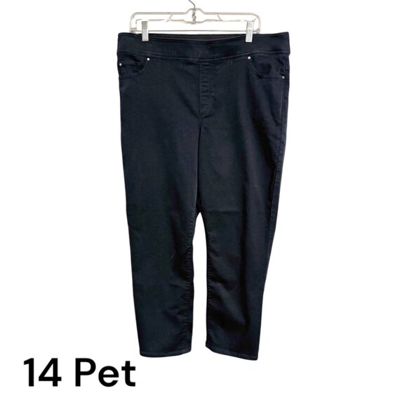 KIM ROGERS  BLACK TUMMY CONTROL STRAIGHT PANTS 14 PETITE   #J - Picture 1 of 9